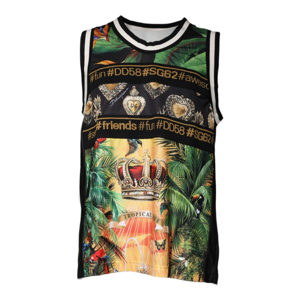 Dolce & Gabbana Tropische Print Mouwloze Tank Top Multicolor Heren