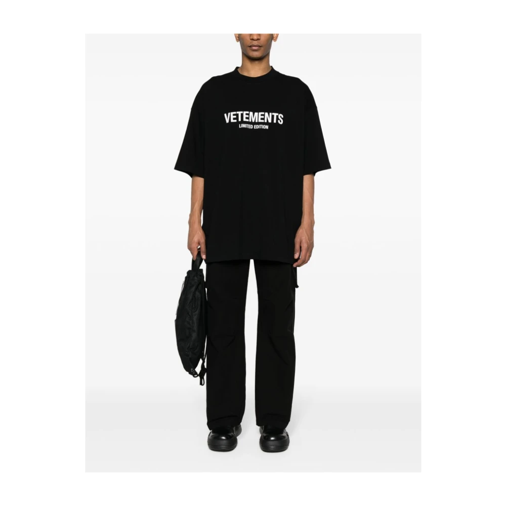Vetements Zwart T-shirt met logo print Black Heren