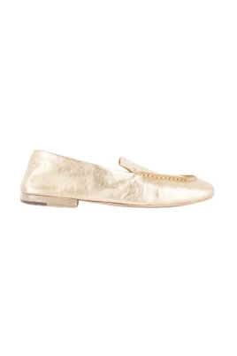 Gyllene läderloafers med silver spänne
