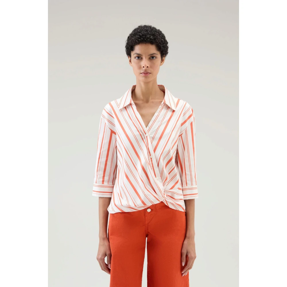 Woolrich Gestreepte blouse met moderne grafische touch Orange Dames