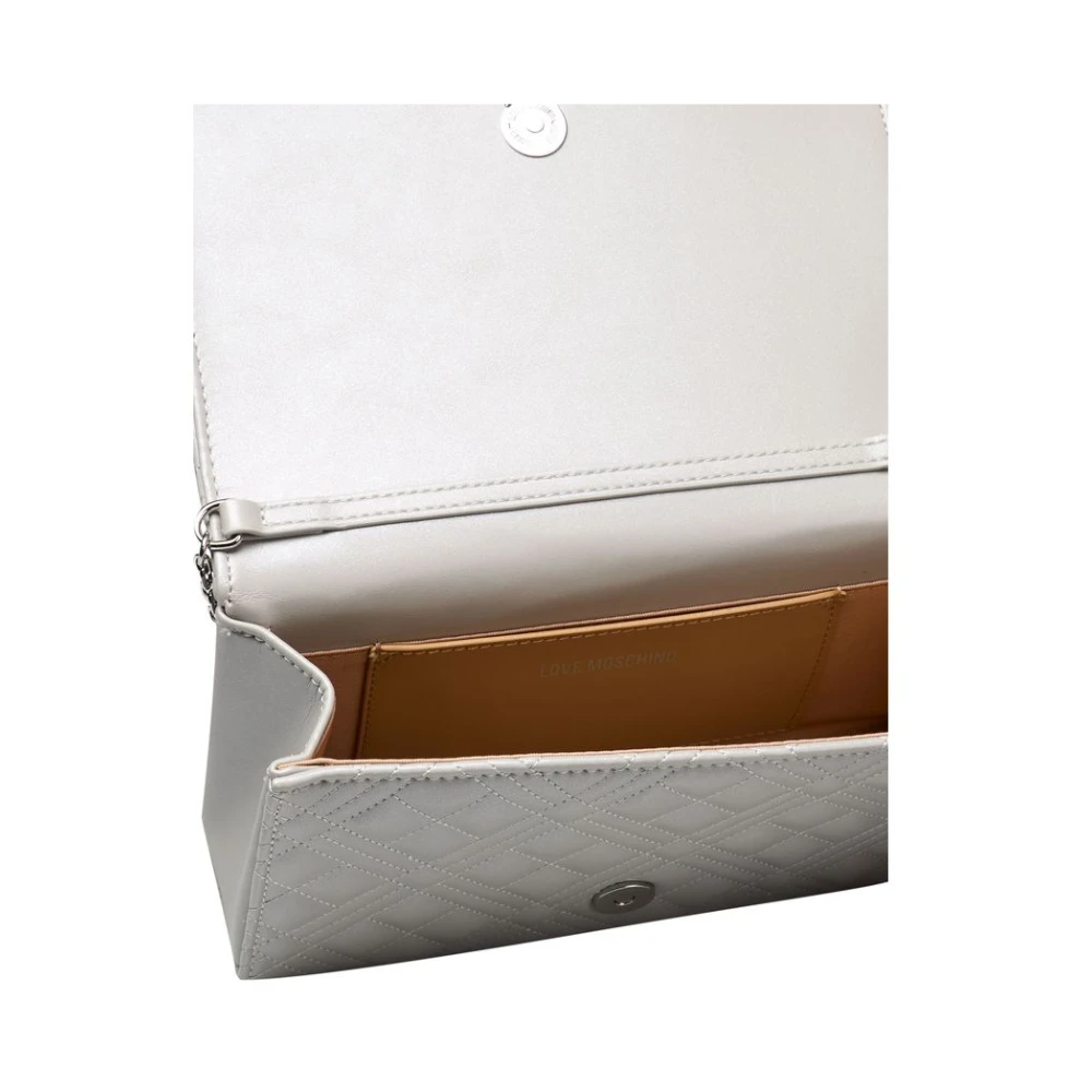 Love Moschino Zilveren Crossbody Tas met Ketting Gray Dames