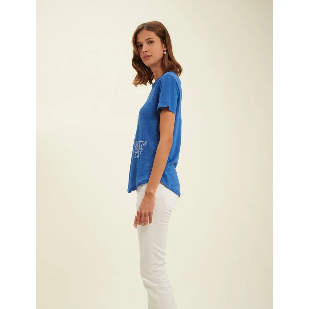 Ines De La Fressange Paris Kobaltblauw Linnen T-shirt Blue Dames