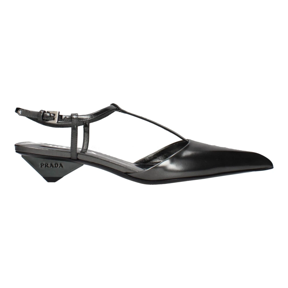 Prada Women's Gray Pumps, 3 1/2 Uk, Leather Sandals