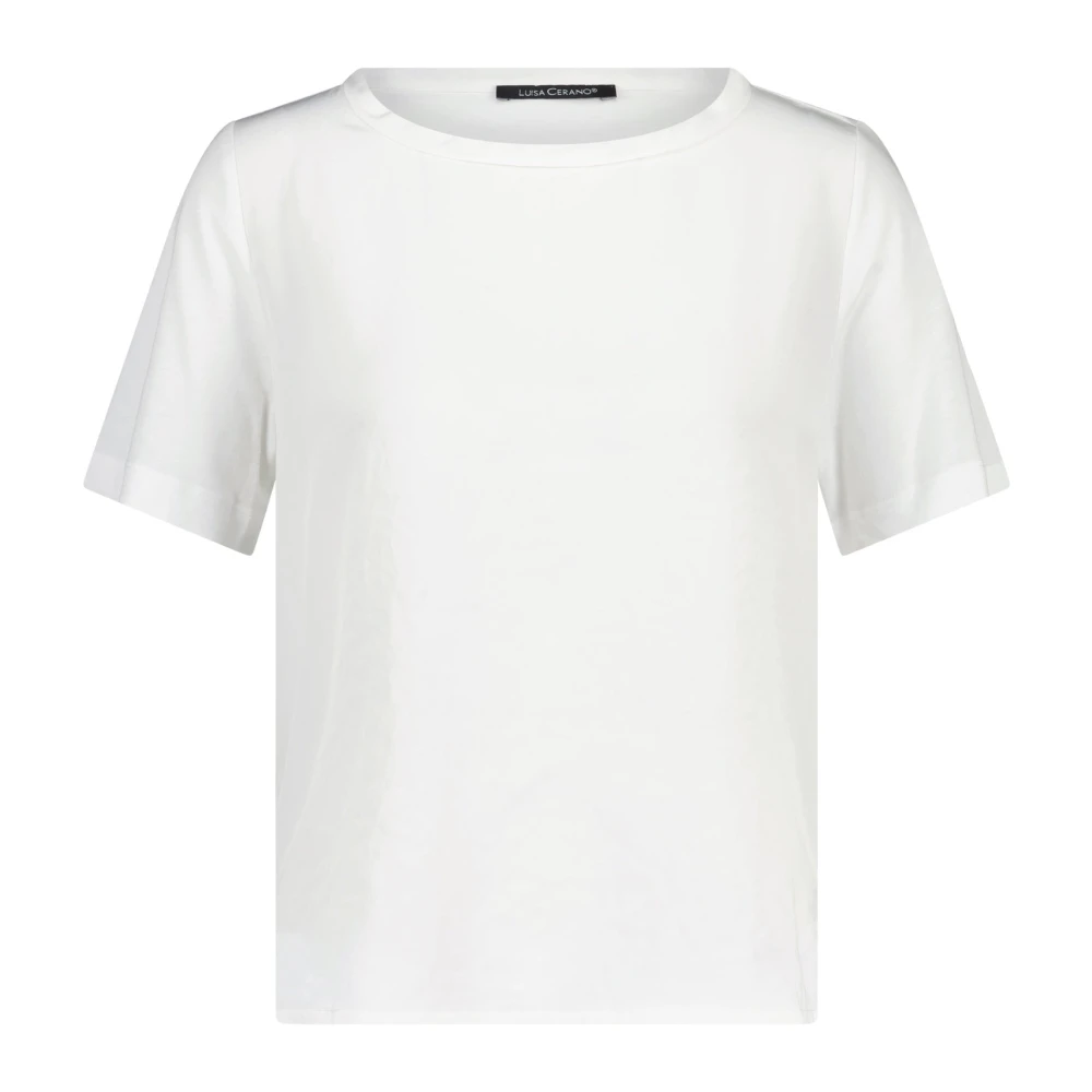 LUISA CERANO Gemengd Materiaal T-Shirt Halftransparante Voorkant White Dames