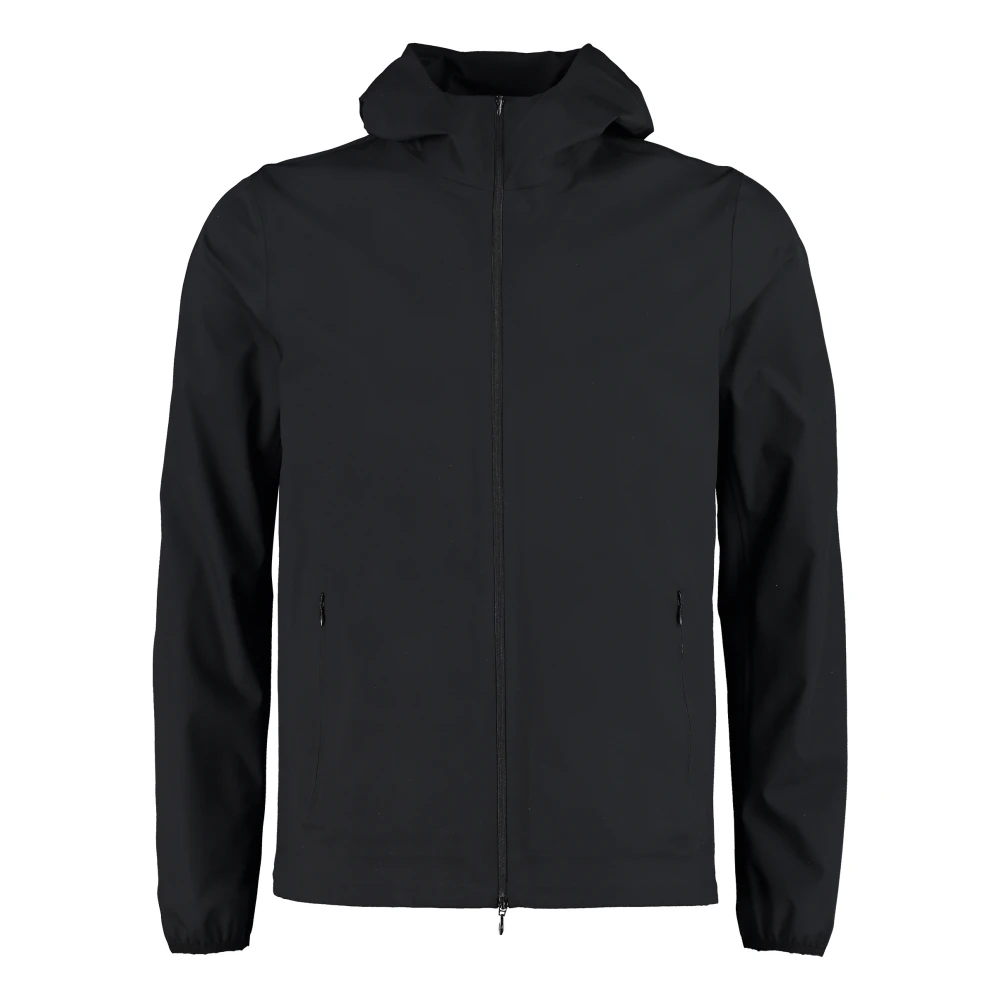 Herno Hooded Technical Fabric Jacket Black Heren