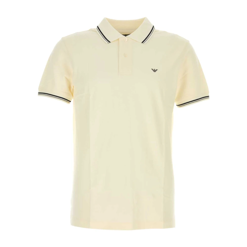 Emporio Armani Stretch Bomullspolo Skjorta i Kräm Yellow, Herr