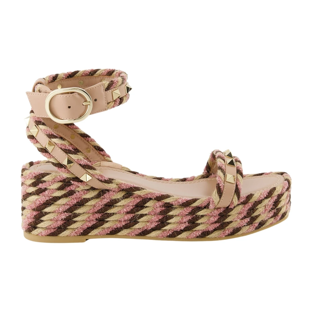 Valentino Garavani Raffia Kilklack Sandaler Rockstud Kollektion Pink, Dam