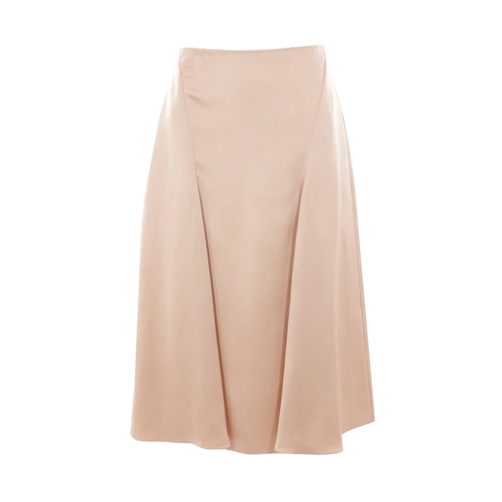 Fendi Champagne Silke Midi Kjol Beige, Dam