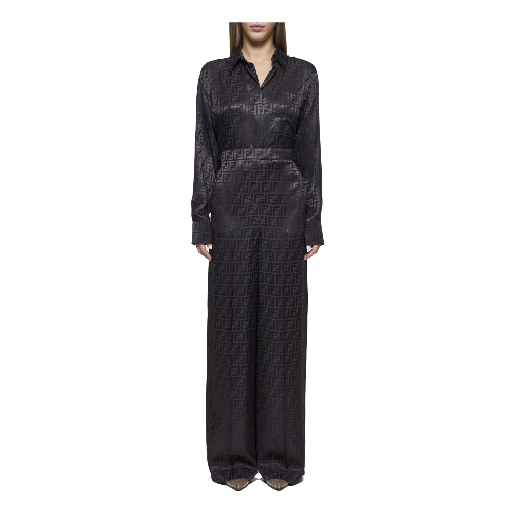 Fendi Wijde broek in FF-motief Purple Dames