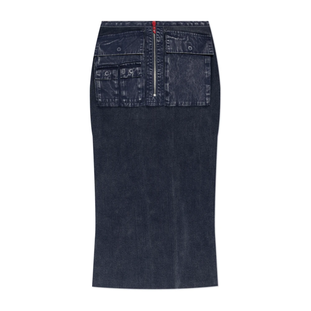 Diesel Kvinno Blå Kjolar Dam, S, Bomull, Kjol M-Meryn