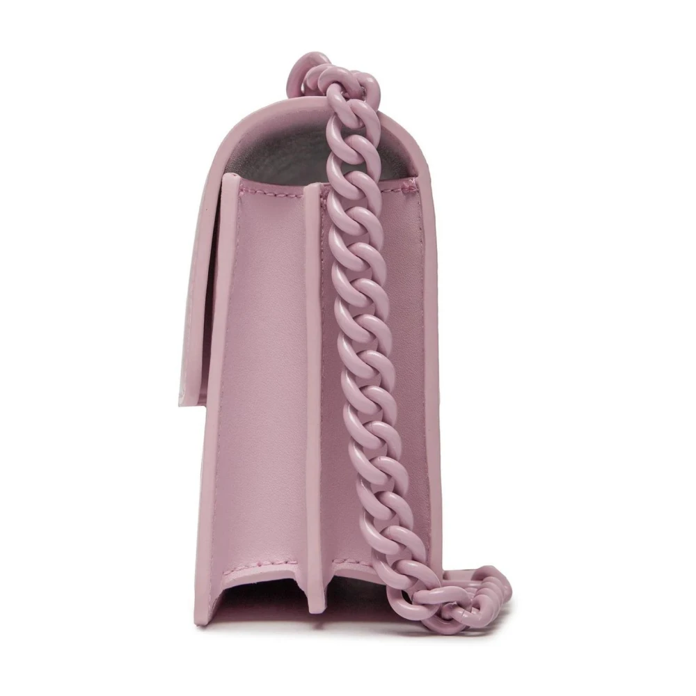 pinko Luxe leren schoudertas met clipsluiting Purple Dames