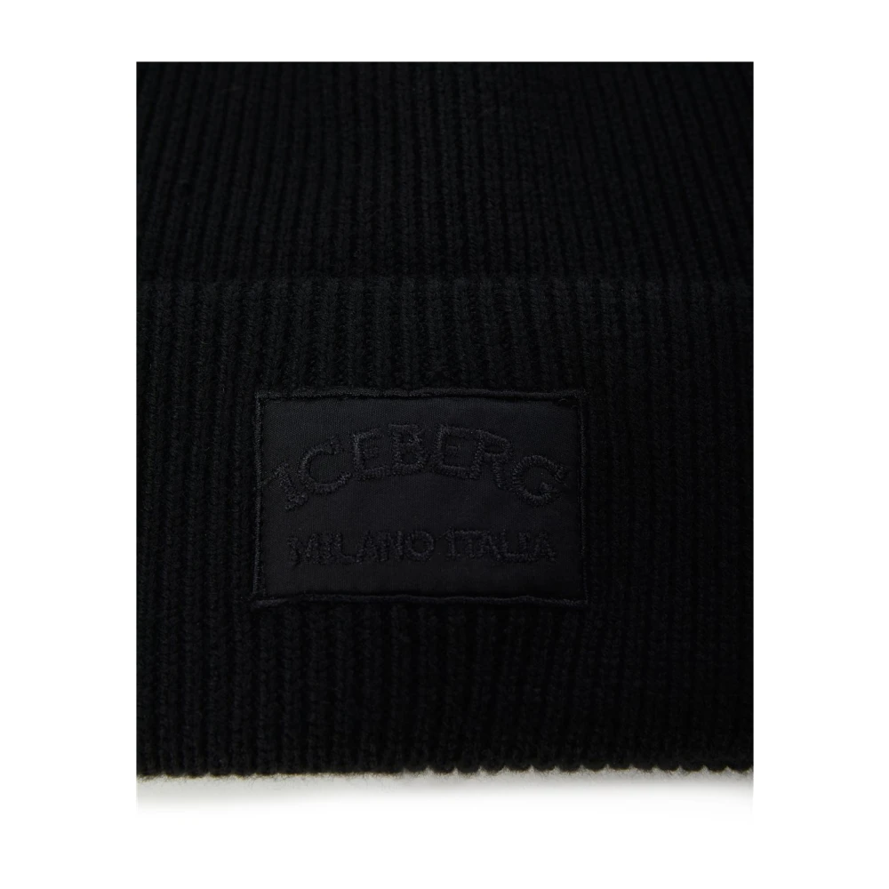 Iceberg Muts van extrafijne merinowol Black Heren