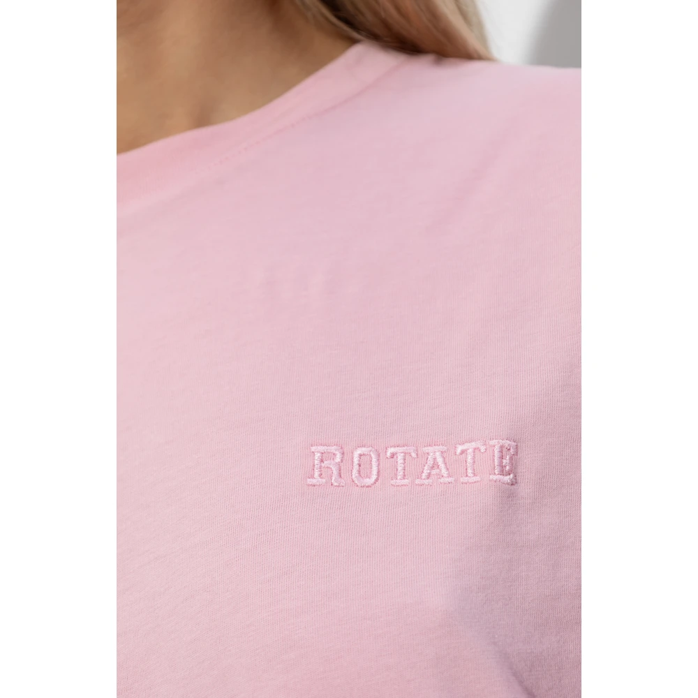 Rotate Birger Christensen T-shirt met Logo Pink Dames