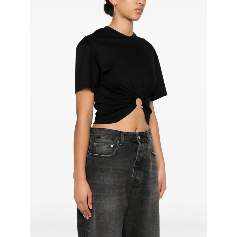 Paco Rabanne Zwarte Jersey Crew Neck Top Black Dames