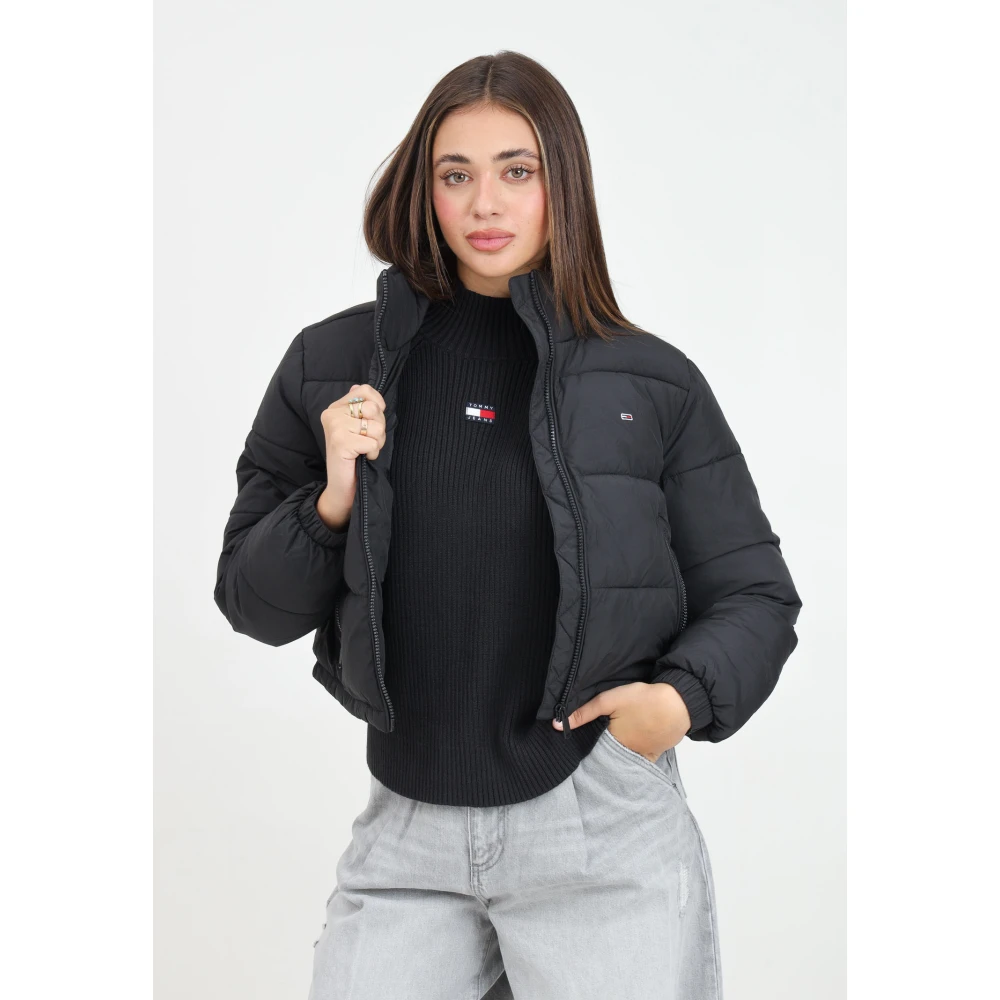 Tommy Jeans Zwarte Pufferjas Urban Stijl Black Dames