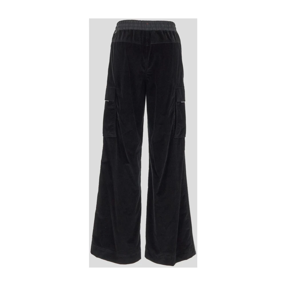 Moncler Geribbelde Katoenen Broek Black Dames