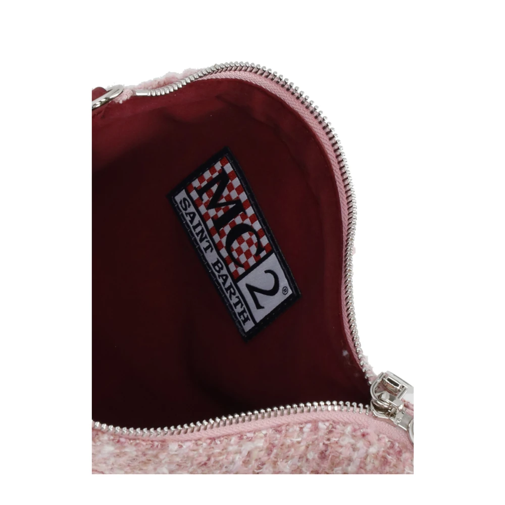 Saint Barth Roze Tweed Clutch Tas met Geborduurd Logo Pink Dames
