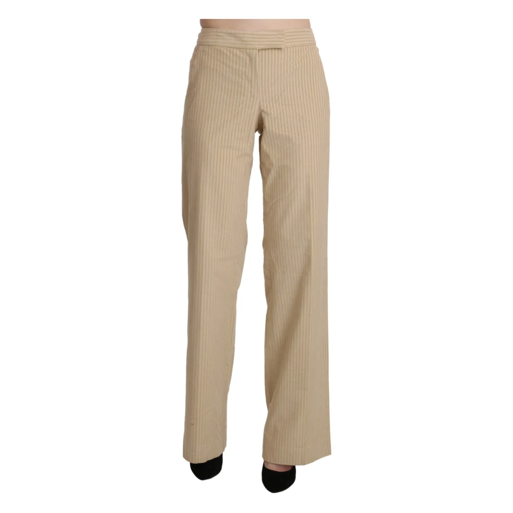 Ermanno Scervino Women's Beige High Waist Wide Leg Trousers