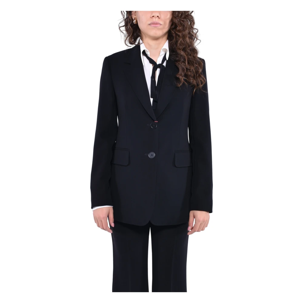 Max Mara Studio Getailleerde blazer met inkeping Black Dames