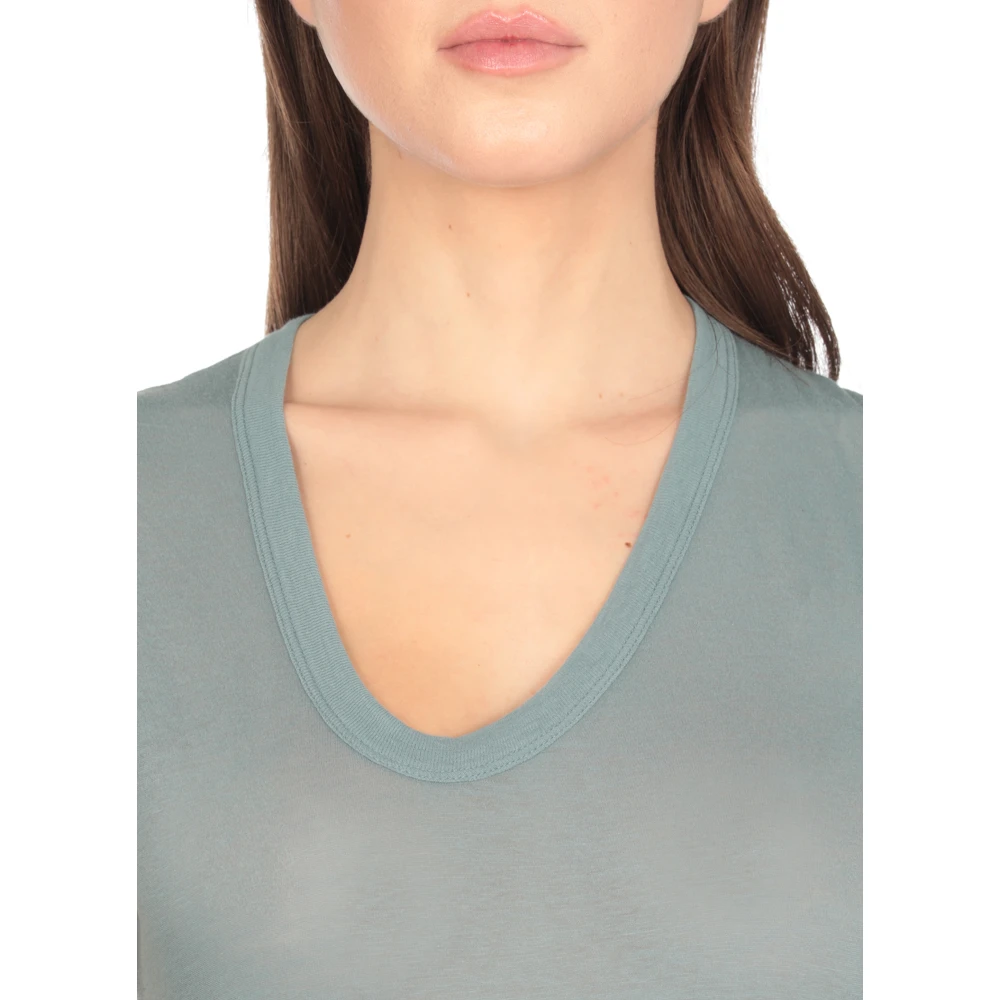Rick Owens Lichtblauwe Katoenen Top met V-hals Blue Dames