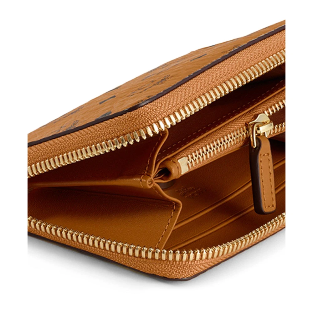 MCM Portemonnee met rits in Visetos Brown Dames