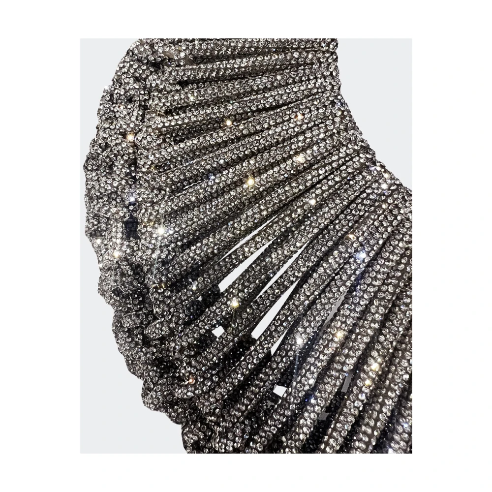 Hibourama Cirkelvormige Kristallen Handtas Black Dames