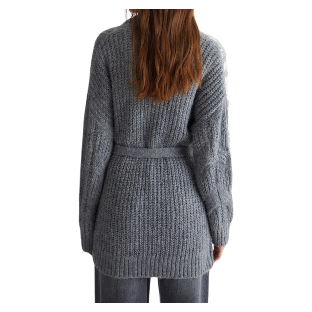Liu Jo Grijze Vest met Vlechten en Pailletten Gray Dames