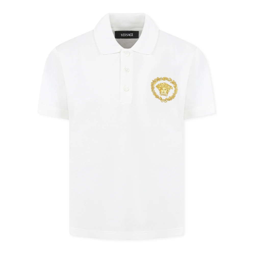 Versace Vit Polo Skjorta Korta ärmar White, Pojke