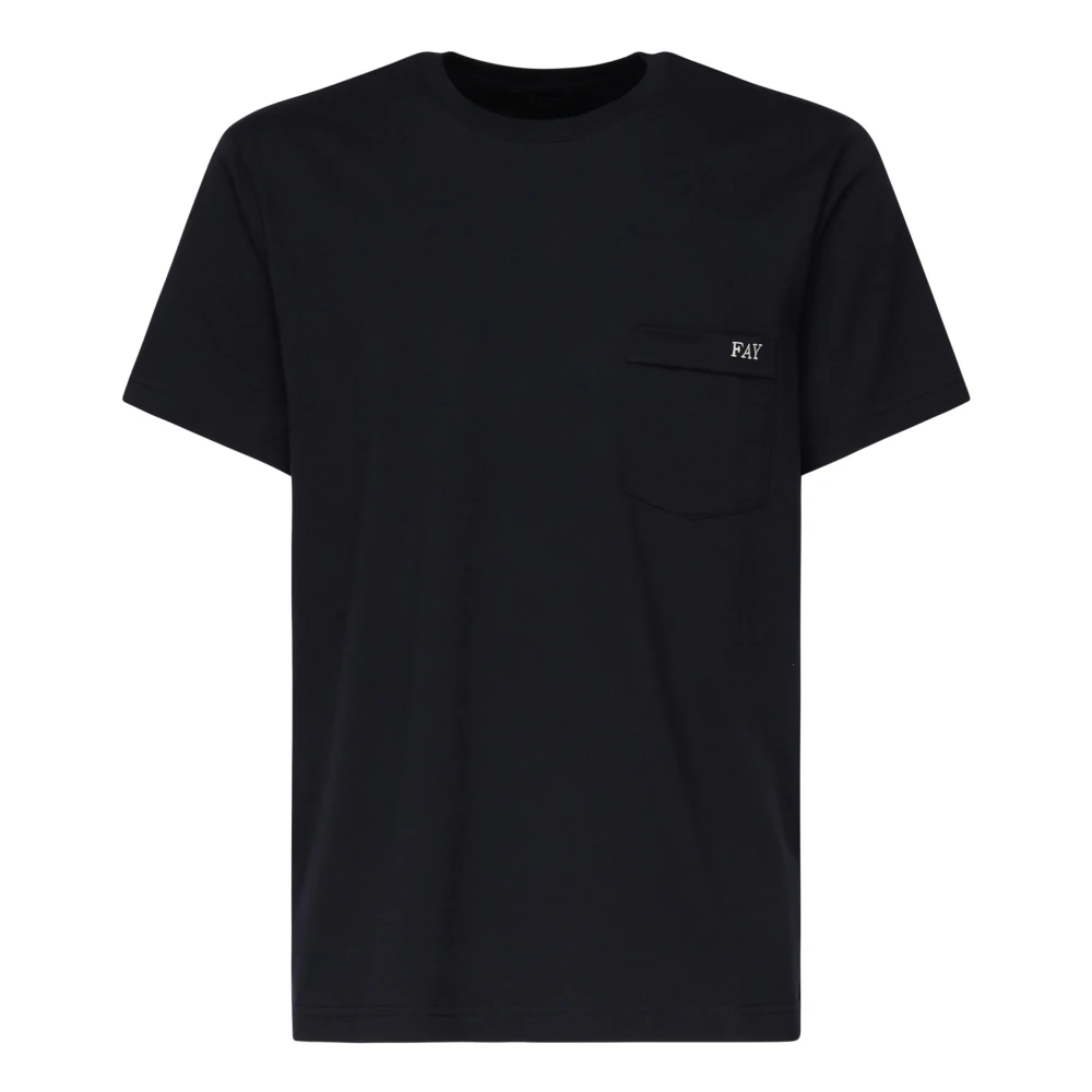 Fay Jersey Pocket T-shirts en Polos Black Heren