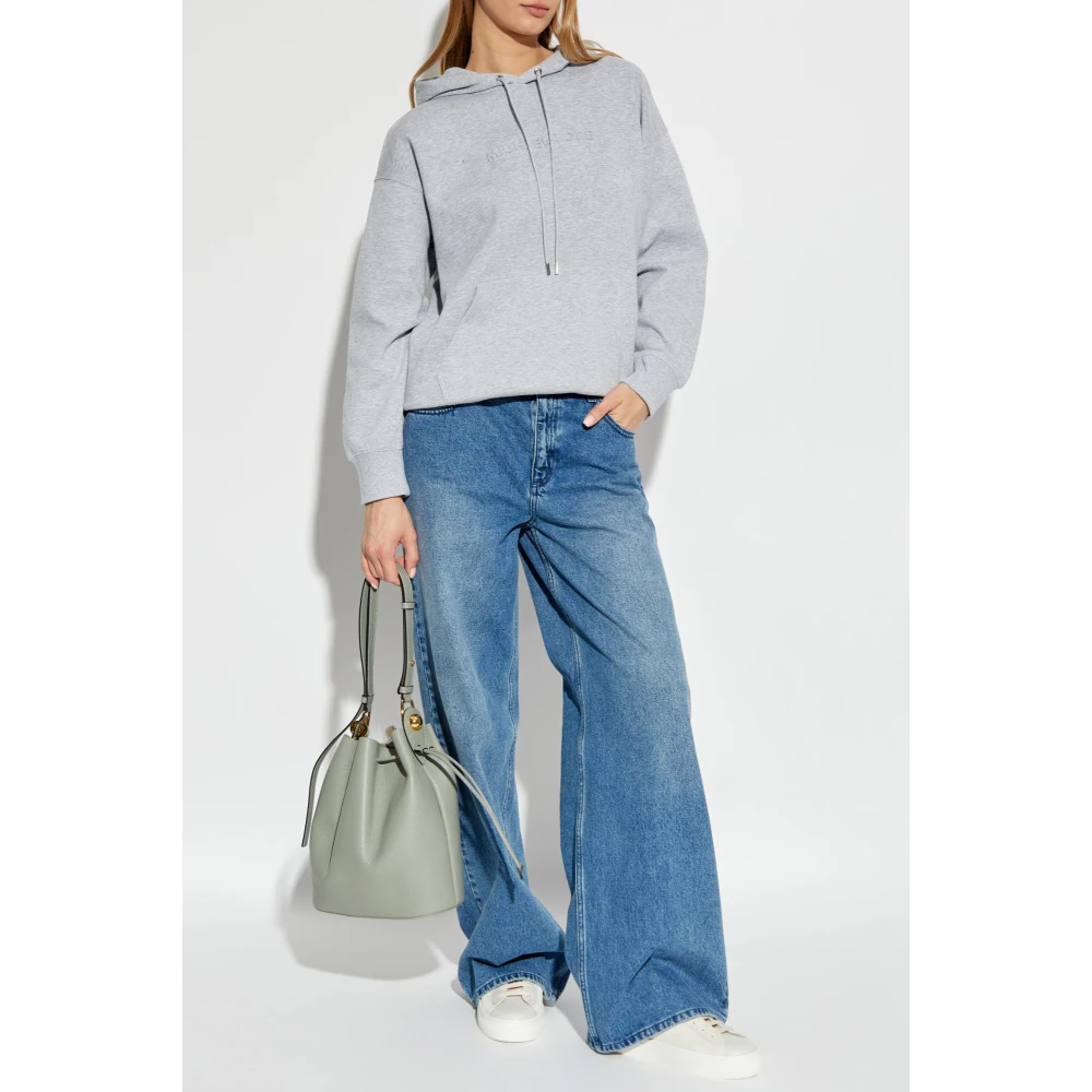 Michael Kors Logo Embossed Hoodie Gray Dames