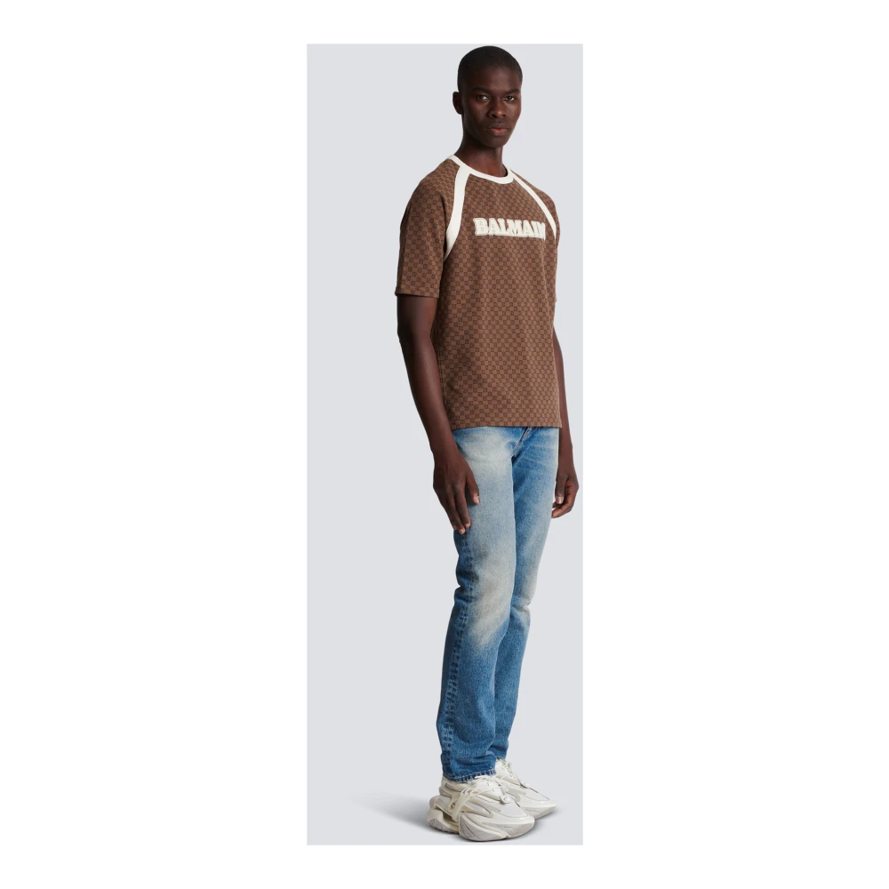 Balmain Retro mini monogram T-shirt Brown Heren