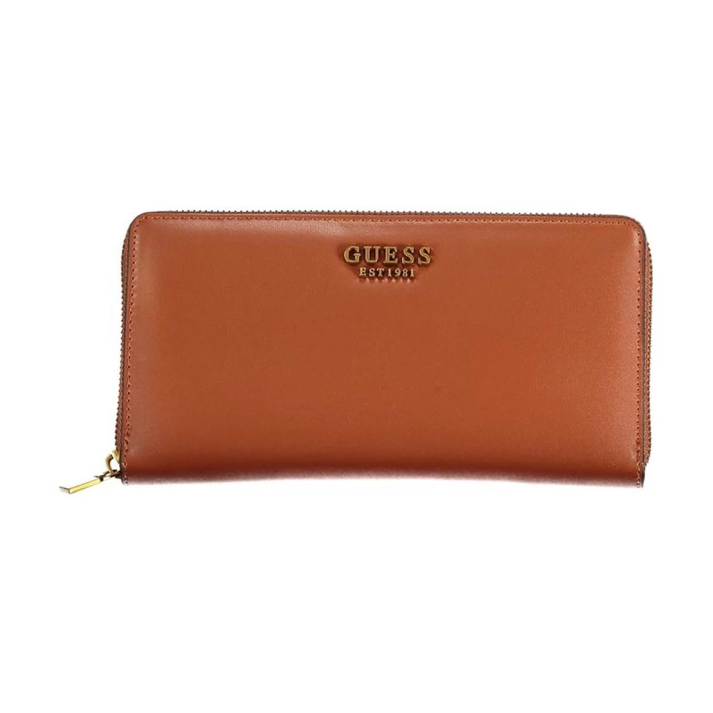 Guess Bruine Polyethyleen Portemonnee met Ritssluiting Brown Dames
