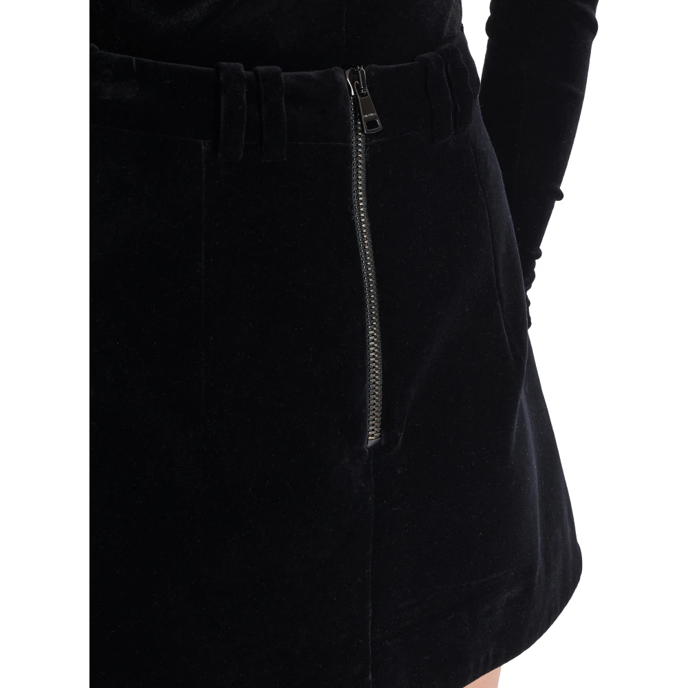 Balmain A-lijn rok in braam-geborduurd fluweel Black Dames