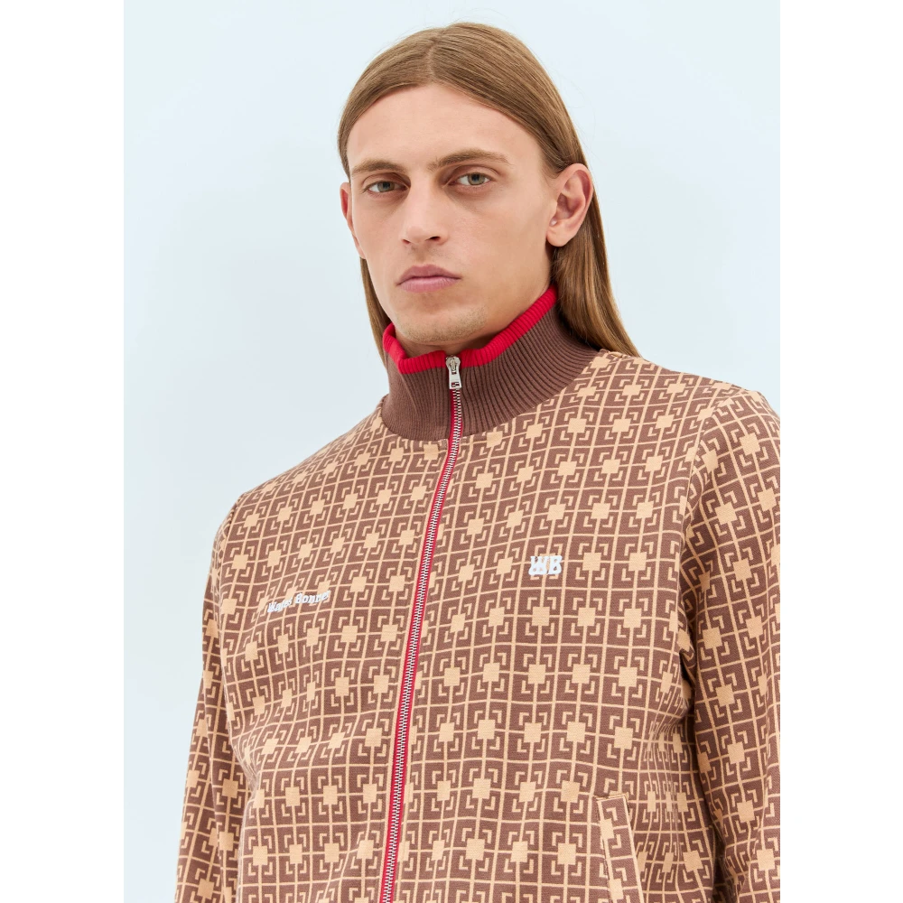 Wales Bonner Grafische Jacquard Zip-Up Sweatshirt Brown Heren