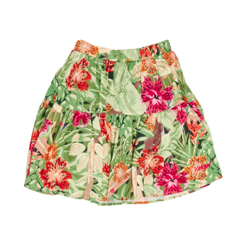 Kenzo Girls Green Floral Pleated Mini Skirt