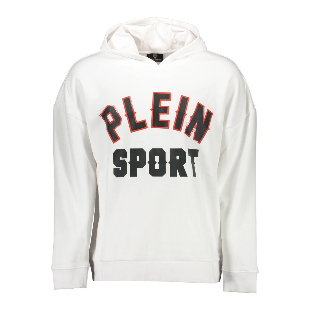 Plein Sport Men's White Hooded Sweatshirt - Long Sleeve Training Tops - L - Sport