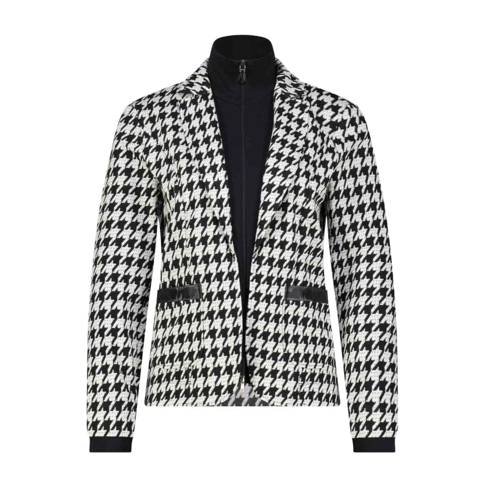 Marc Cain Blazerjas met patroon en ribontwerp Black Dames