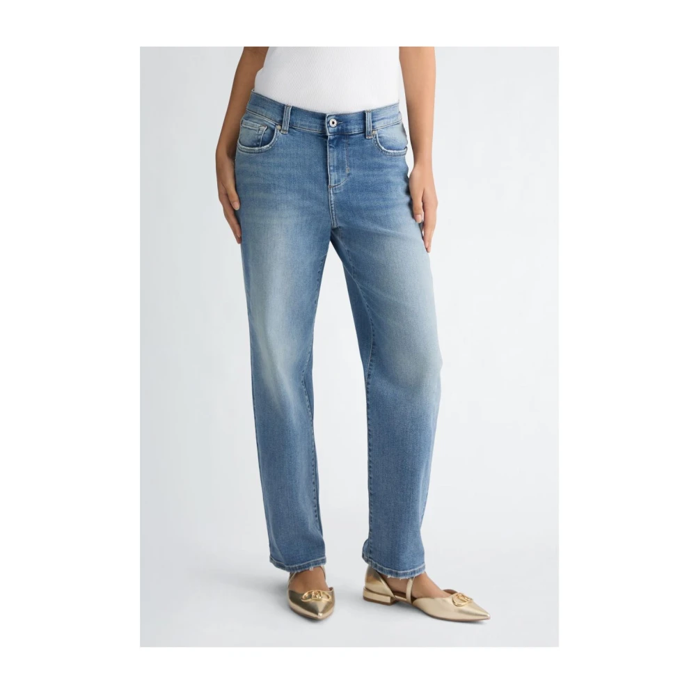 Liu Jo Blauwe Jeans met Whiskering Effect Blue Dames
