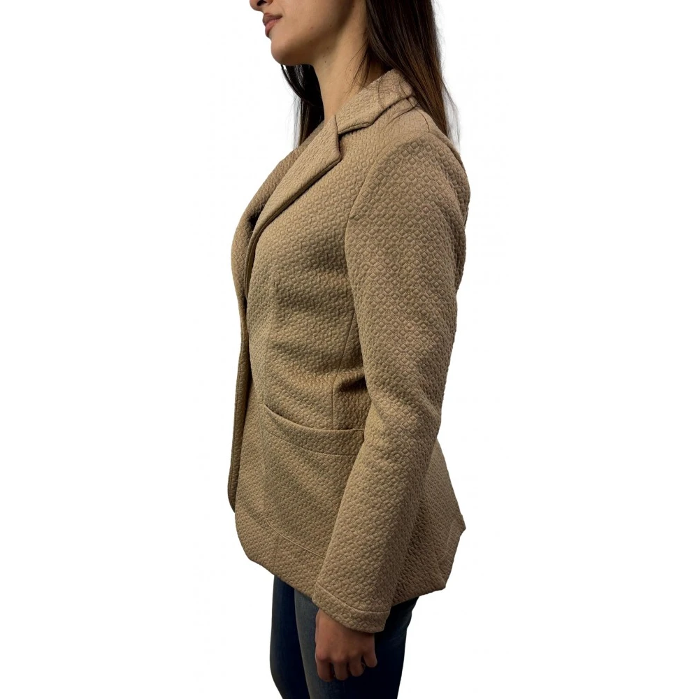 Dixie Beige jas met polyester en elastaan Beige Dames