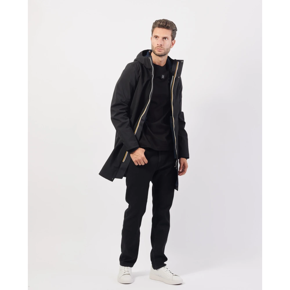 K-way Zwarte Lange Herenjas Slim Fit Black Heren