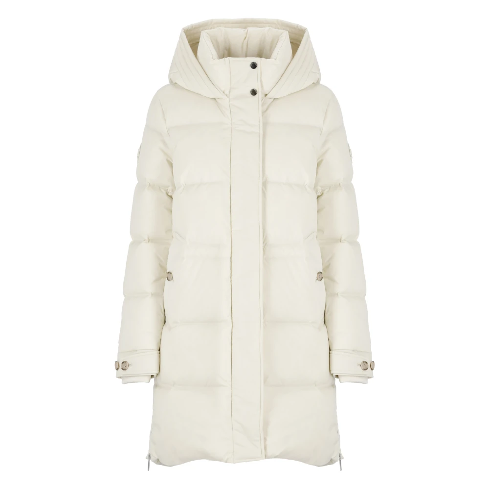 Woolrich Ivoor Parka met Hoge Kraag en Capuchon Beige Dames