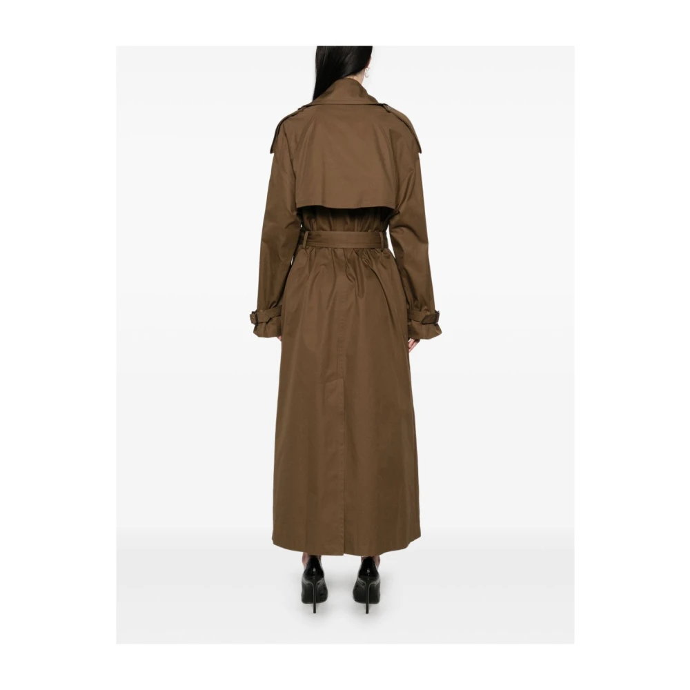 Saint Laurent Dubbelbreasted katoenen twill trenchcoat Brown Dames