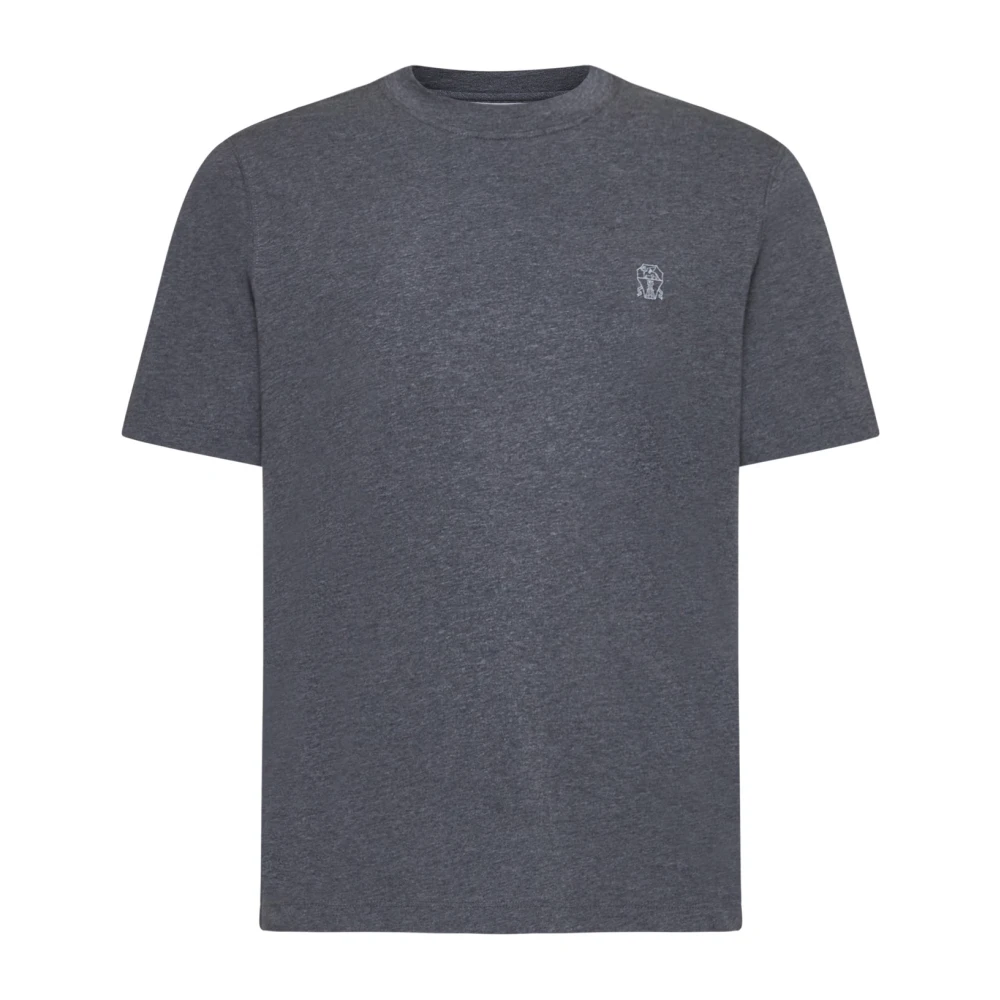 BRUNELLO CUCINELLI Gedrukte Crew Neck T-shirts en Polos Gray Heren