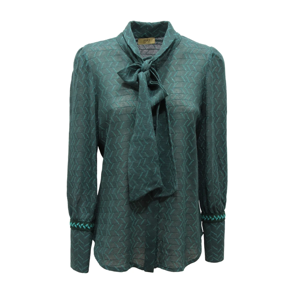 Pho Firenze Women's Green Blouses, S, Camicia Wo Lurex Shirt