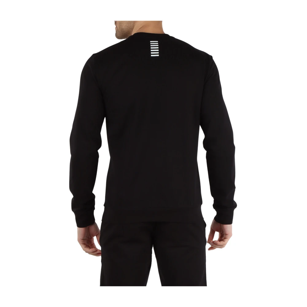 Emporio Armani EA7 Katoenen sweatshirt met reliëf logo print Black Heren