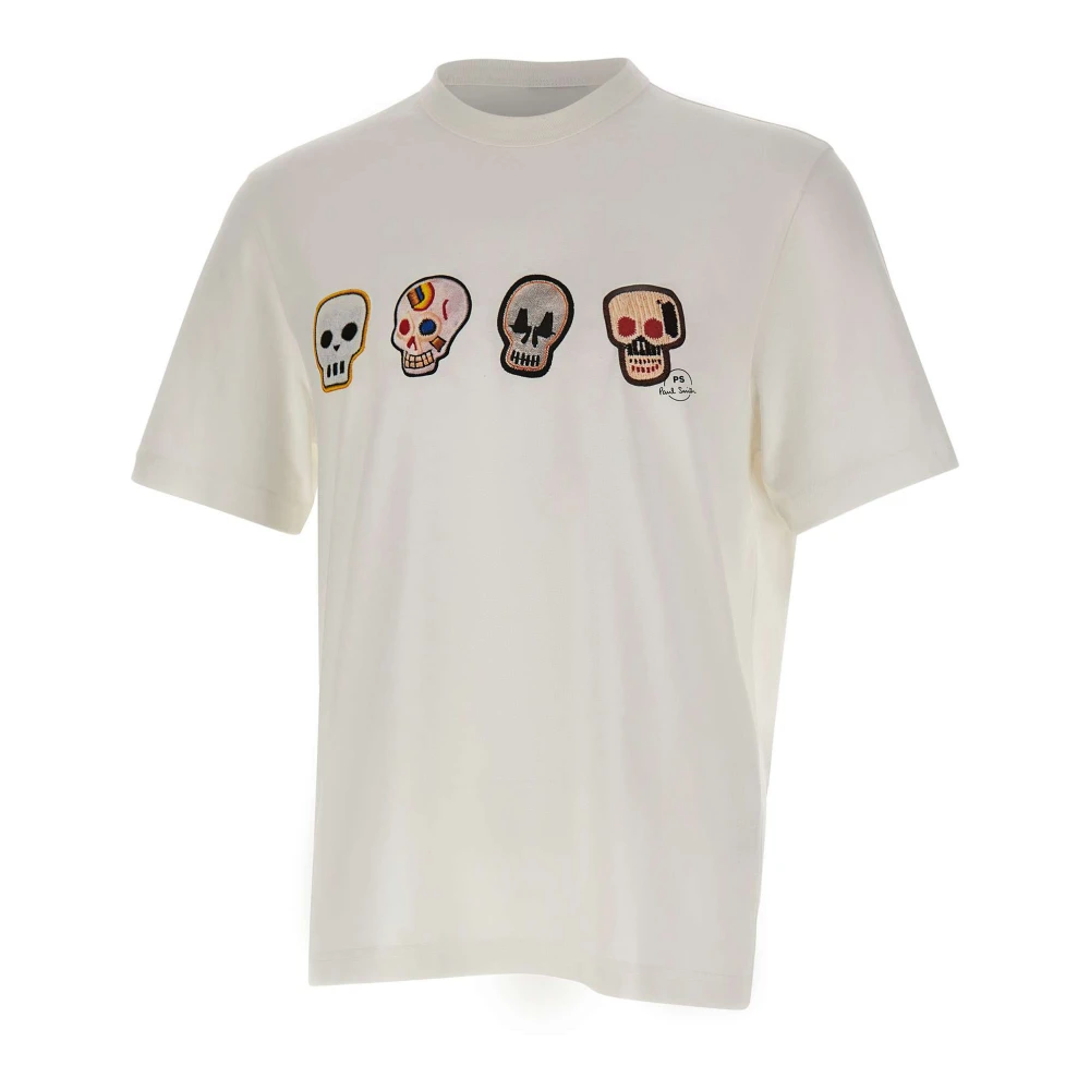 Paul Smith Mannelijk Wit Tops Heren, 2XL, Katoen, Skulls T-Shirt