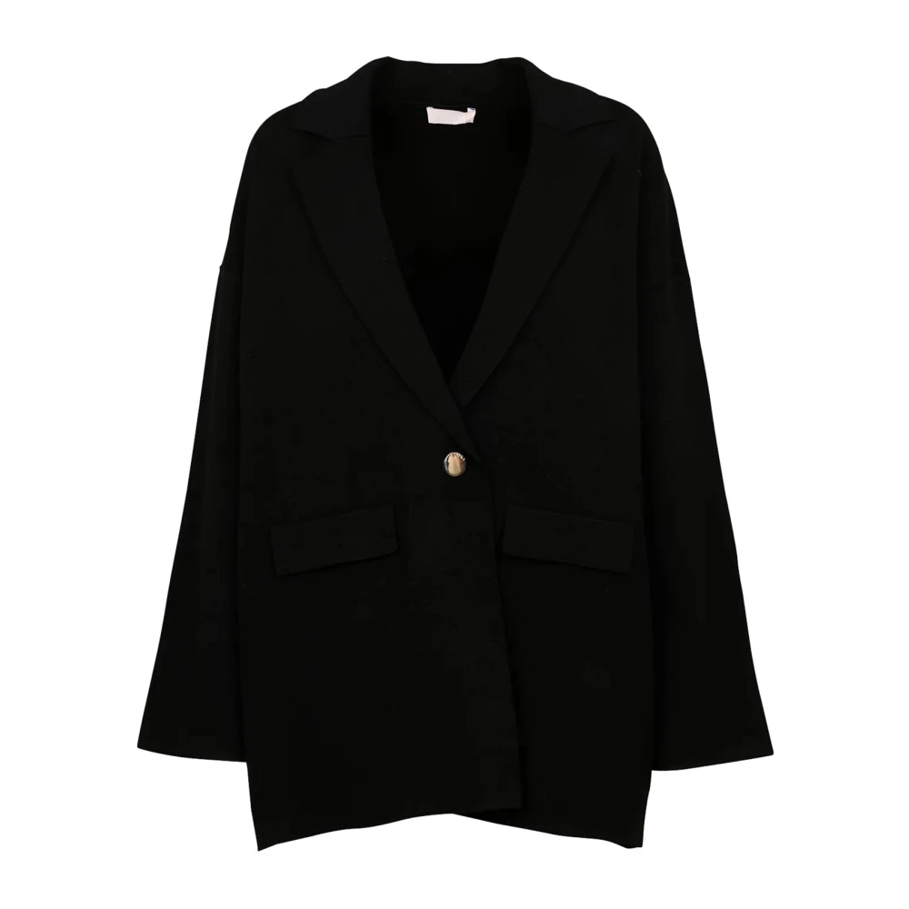 Liu Jo Zwarte Rechte Blazer Jas voor Vrouwen Black Dames