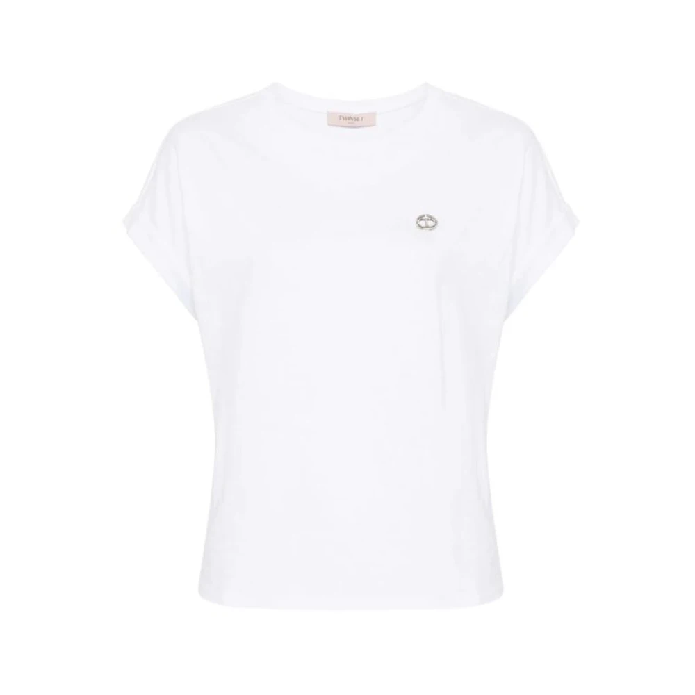 Twinset Witte Oval T Katoenen Jersey T-shirt White Dames