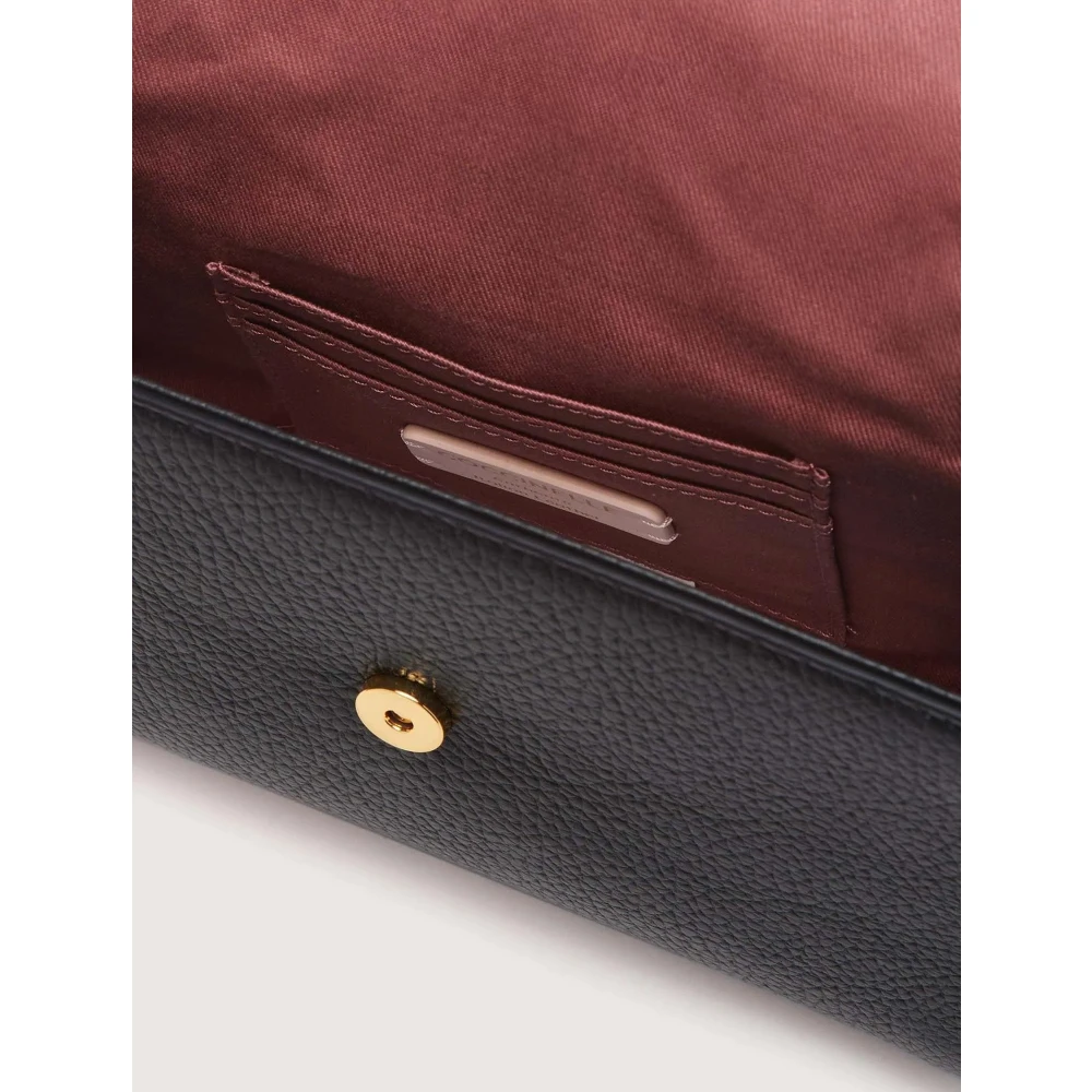 Coccinelle Zwarte Leren Schoudertas Metalen Detail Black Dames