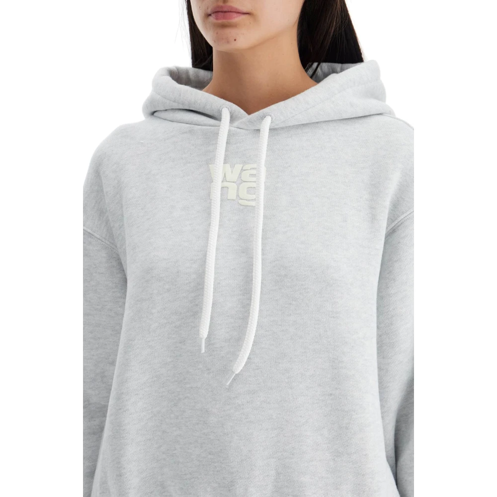 alexander wang Geëmbosseerd Logo Boxy Hoodie Sweatshirt Gray Dames